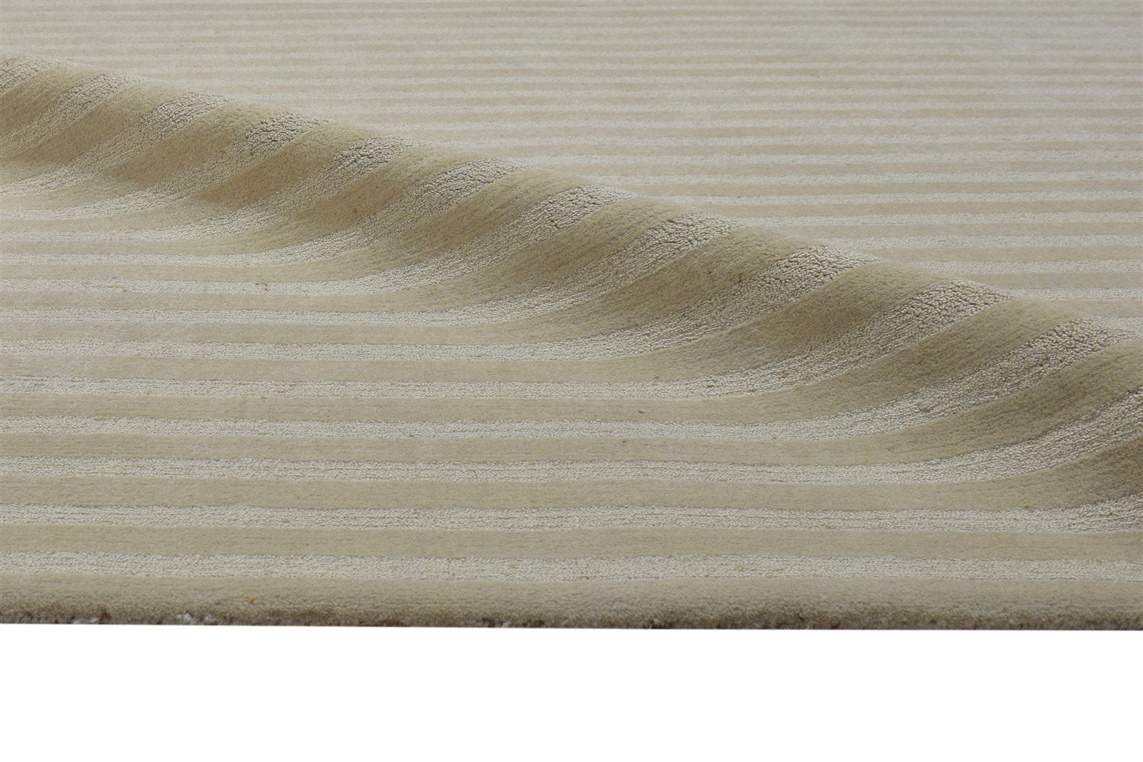 Sand Wool Rug 6' X 9' Modern Hand Woven Scandinavian Striped Large Carpet Area Rug