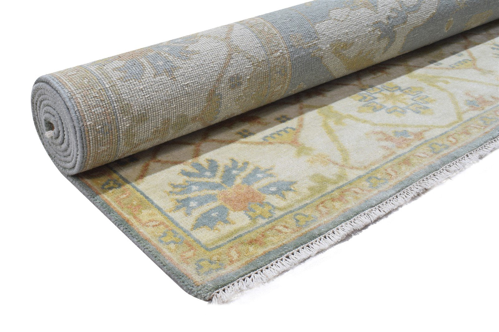 Wool Blue Rug 8' X 10' Persian Hand Knotted Oushak Oriental Large Carpet Area Rug