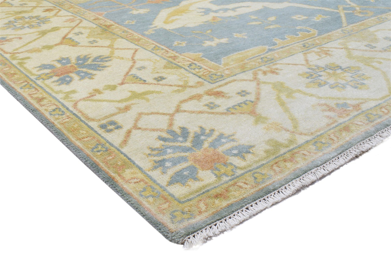 Wool Blue Rug 8' X 10' Persian Hand Knotted Oushak Oriental Large Carpet Area Rug