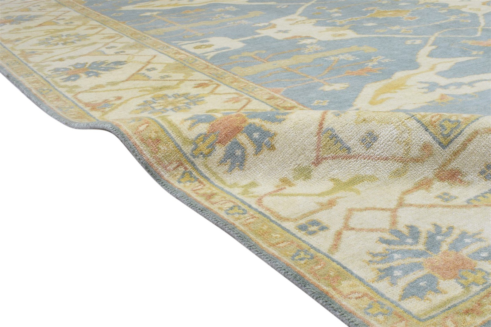 Wool Blue Rug 8' X 10' Persian Hand Knotted Oushak Oriental Large Carpet Area Rug