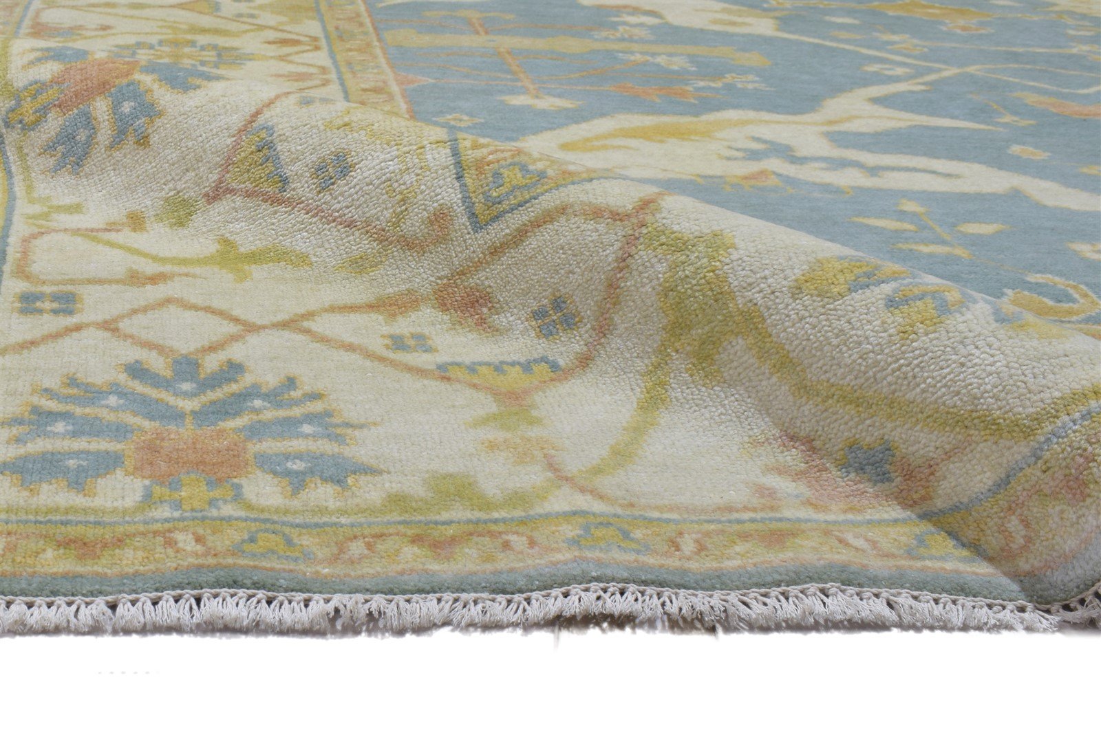 Wool Blue Rug 8' X 10' Persian Hand Knotted Oushak Oriental Large Carpet Area Rug