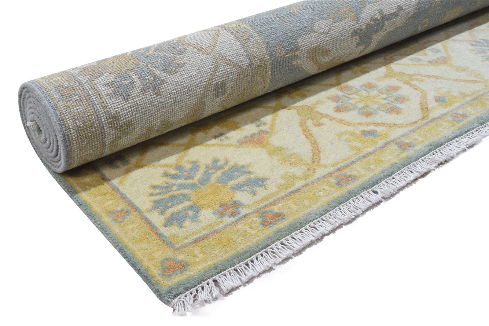 8' X 10' Rug Wool Blue Persian Hand Knotted Oushak Oriental Large Carpet Area Rug