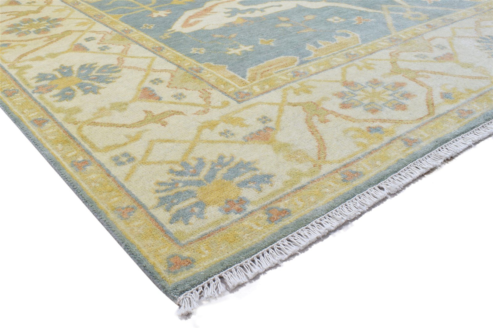 8' X 10' Rug Wool Blue Persian Hand Knotted Oushak Oriental Large Carpet Area Rug