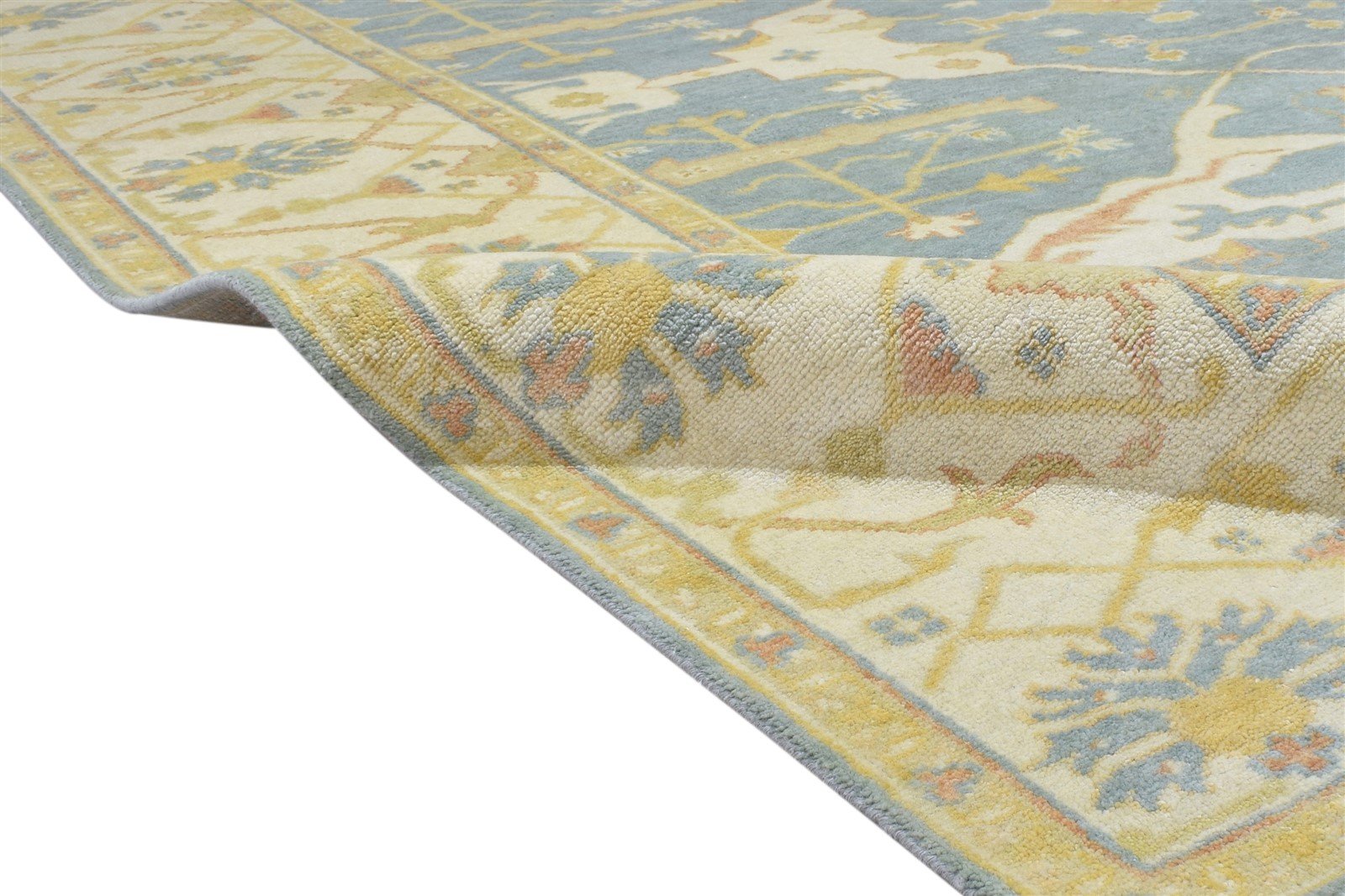 8' X 10' Rug Wool Blue Persian Hand Knotted Oushak Oriental Large Carpet Area Rug