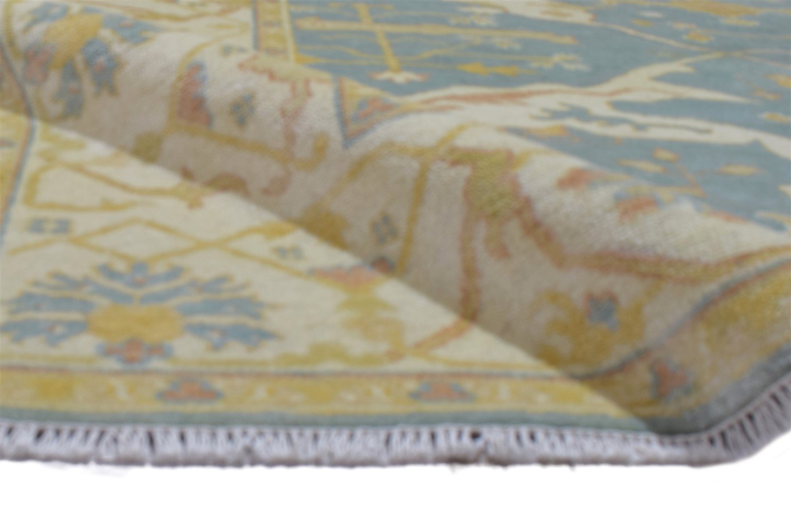 8' X 10' Rug Wool Blue Persian Hand Knotted Oushak Oriental Large Carpet Area Rug
