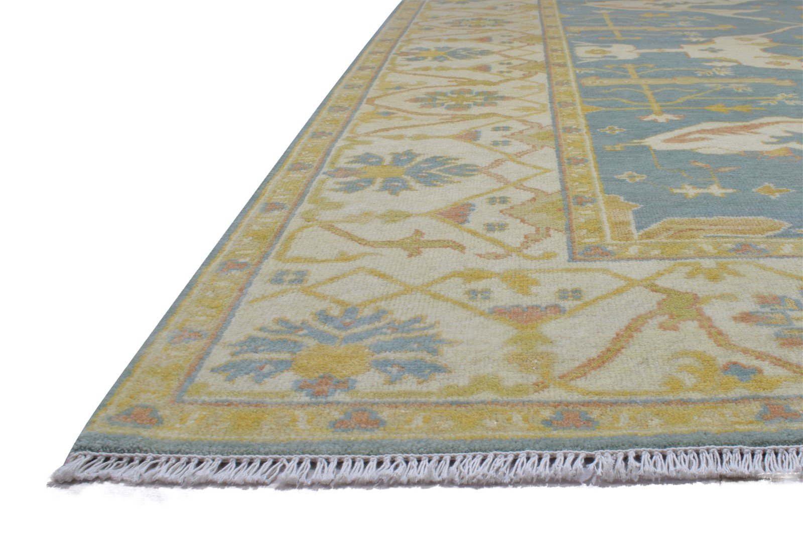 8' X 10' Rug Wool Blue Persian Hand Knotted Oushak Oriental Large Carpet Area Rug