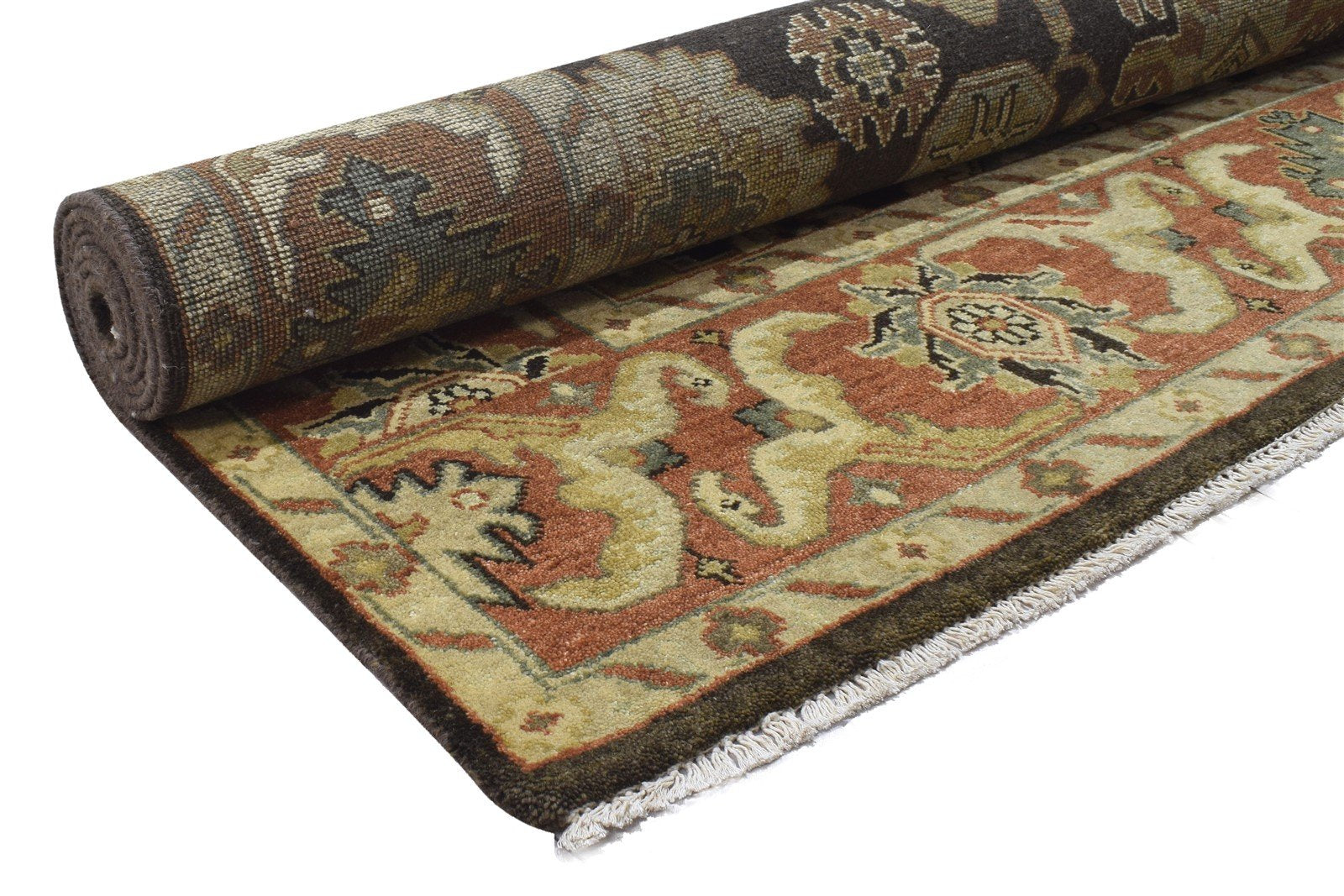 Hand Knotted Charcoal Wool Rug 8' X 10' Persian Oushak Oriental Large Carpet Area Rug