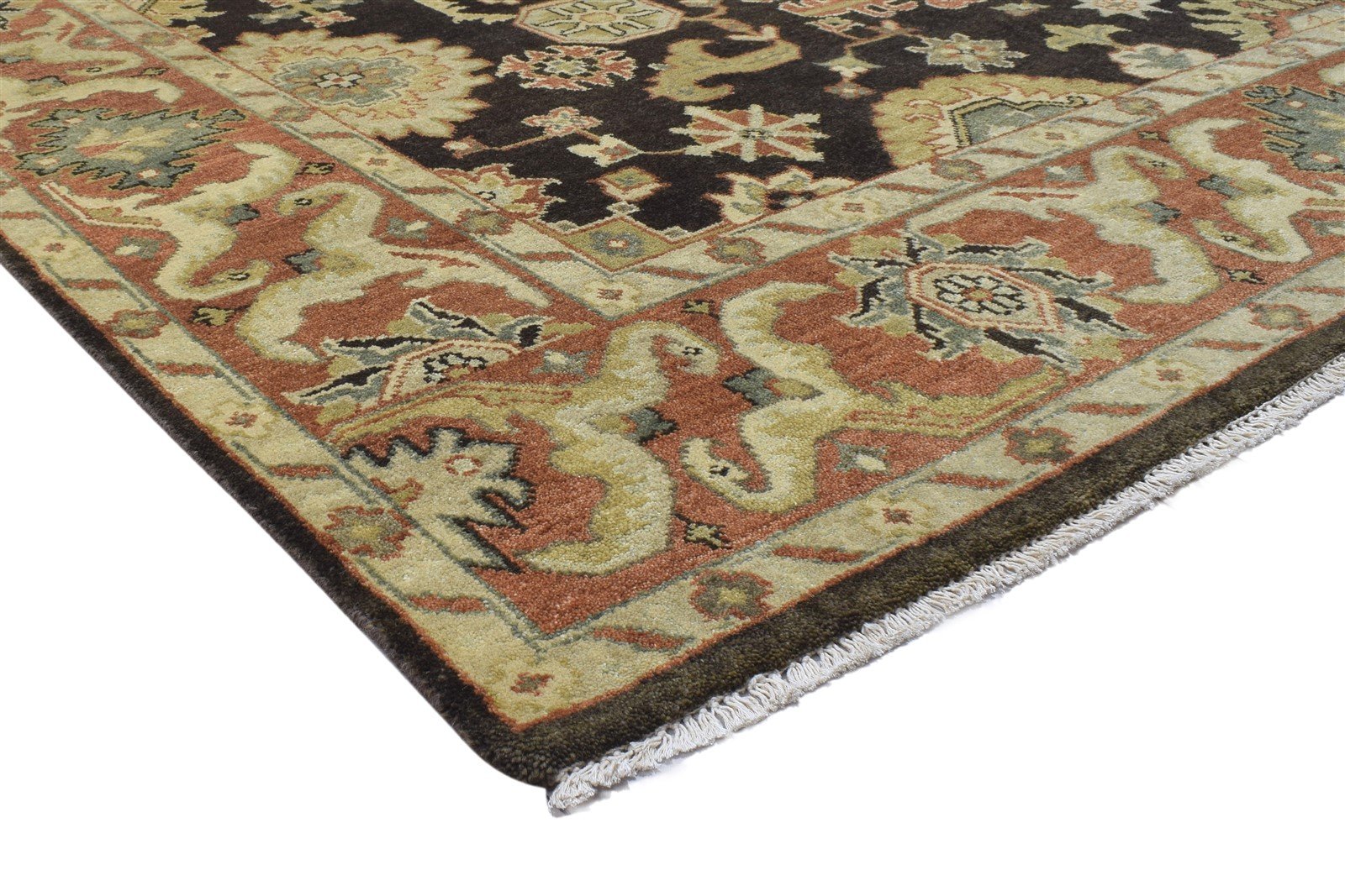 Hand Knotted Charcoal Wool Rug 8' X 10' Persian Oushak Oriental Large Carpet Area Rug