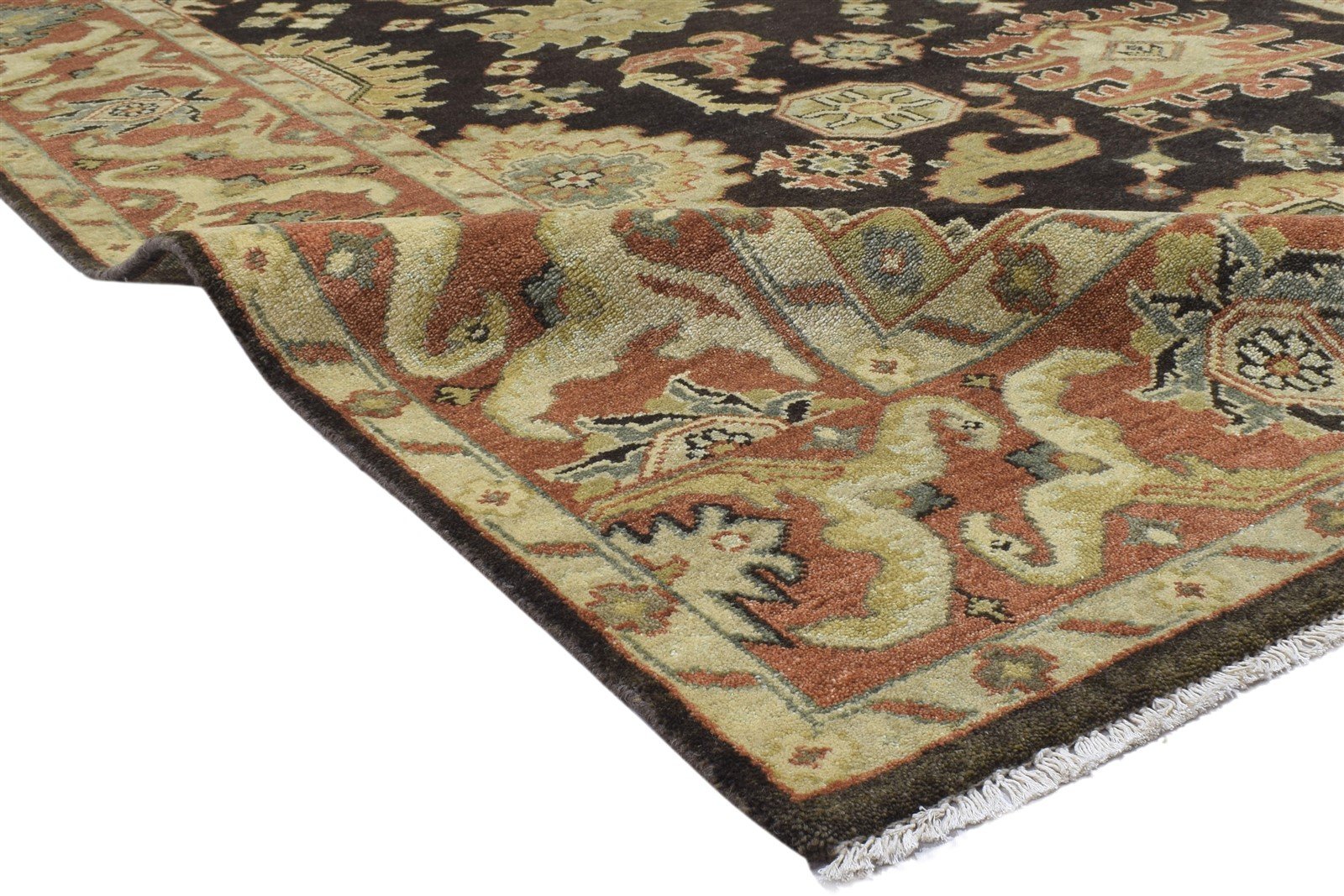 Hand Knotted Charcoal Wool Rug 8' X 10' Persian Oushak Oriental Large Carpet Area Rug