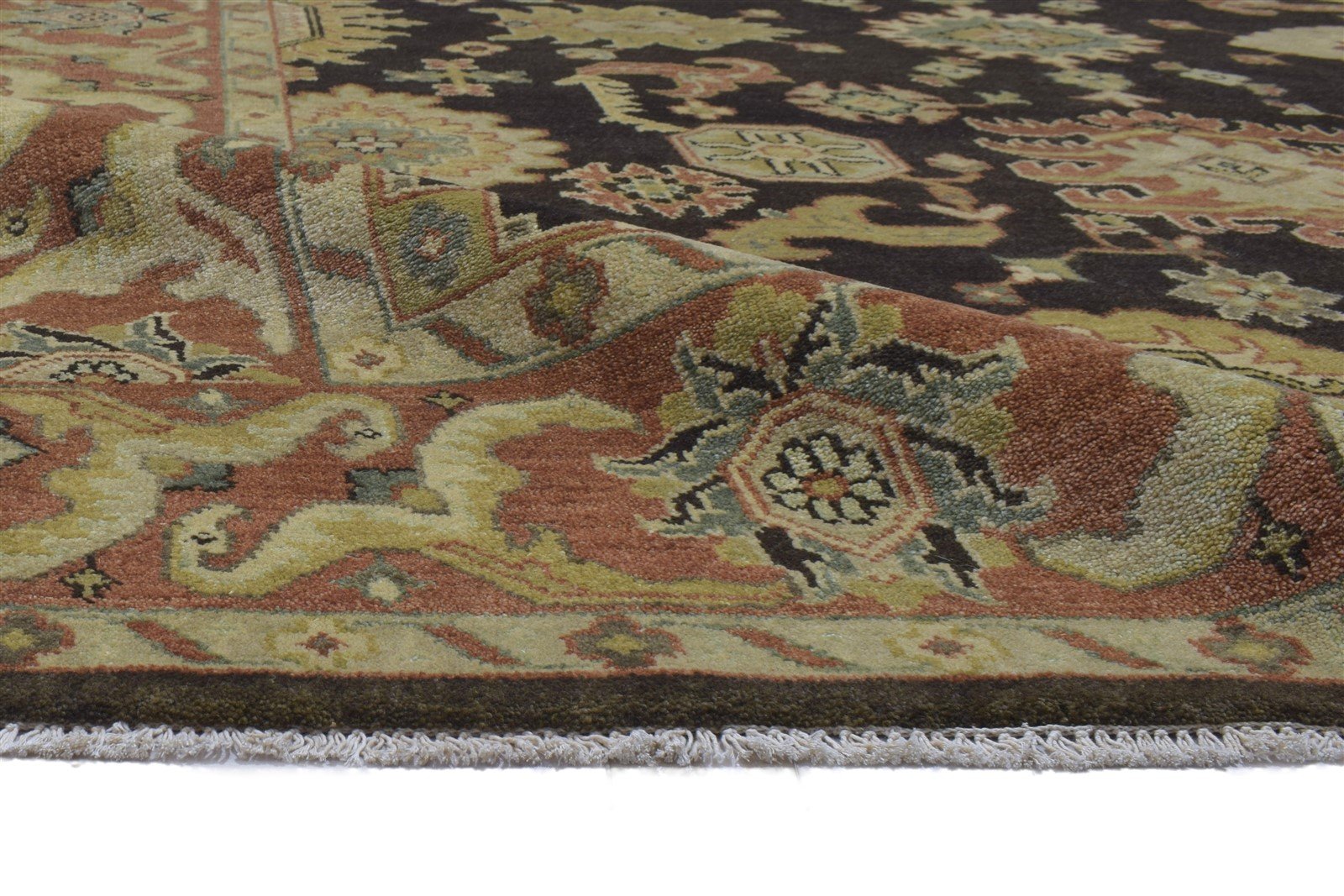 Hand Knotted Charcoal Wool Rug 8' X 10' Persian Oushak Oriental Large Carpet Area Rug