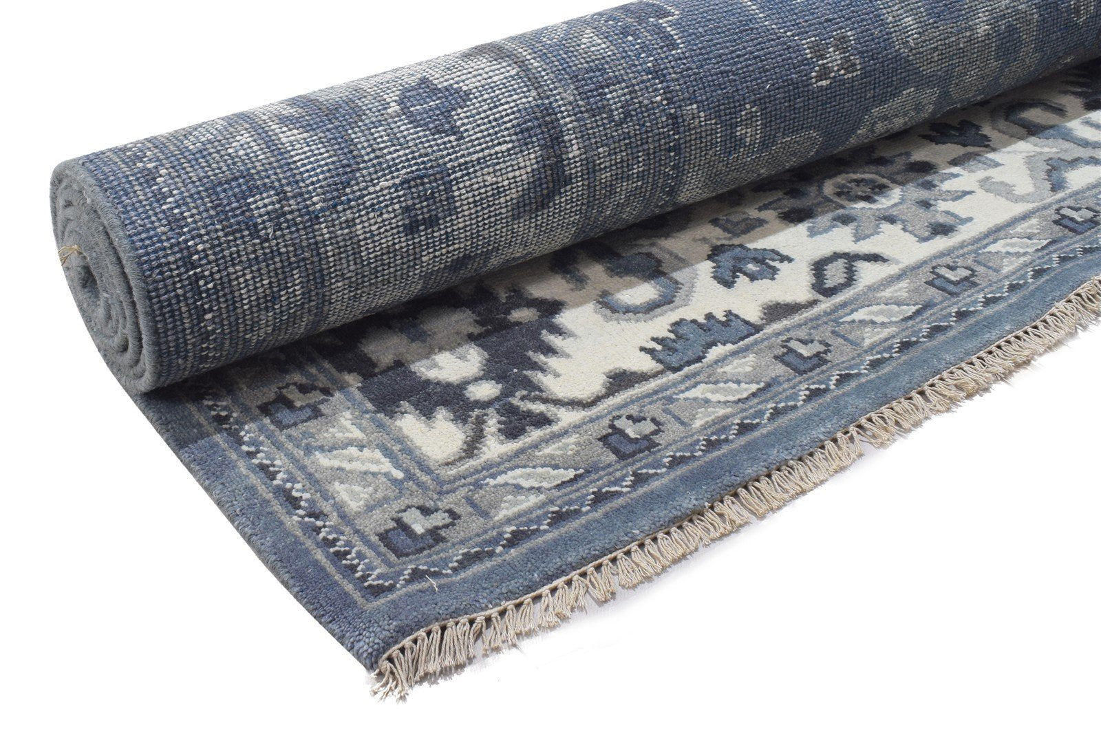 Hand Knotted Dark Grey Wool Rug 8' X 10' Persian Oushak Oriental Large Carpet Area Rug