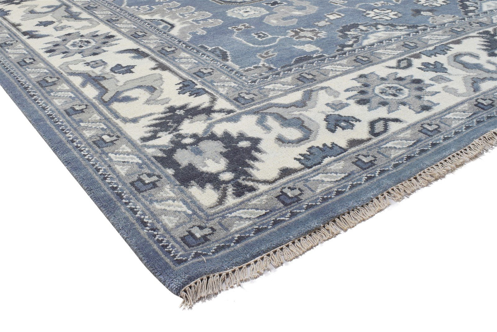 Hand Knotted Dark Grey Wool Rug 8' X 10' Persian Oushak Oriental Large Carpet Area Rug