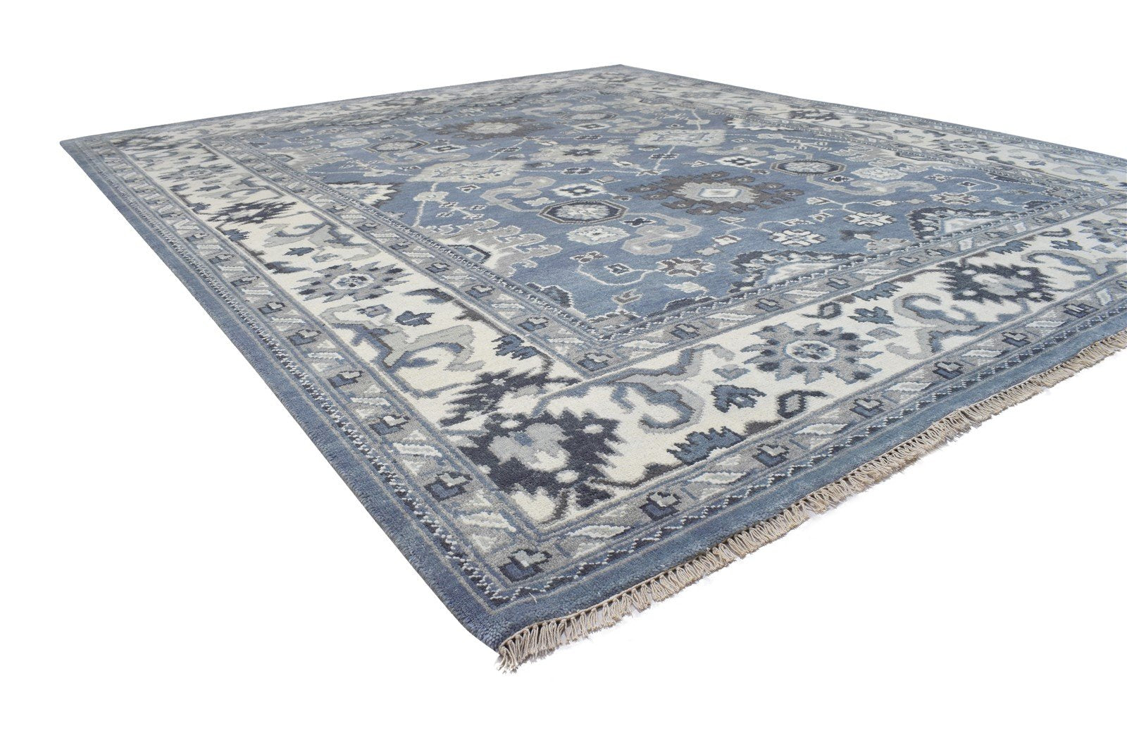 Hand Knotted Dark Grey Wool Rug 8' X 10' Persian Oushak Oriental Large Carpet Area Rug
