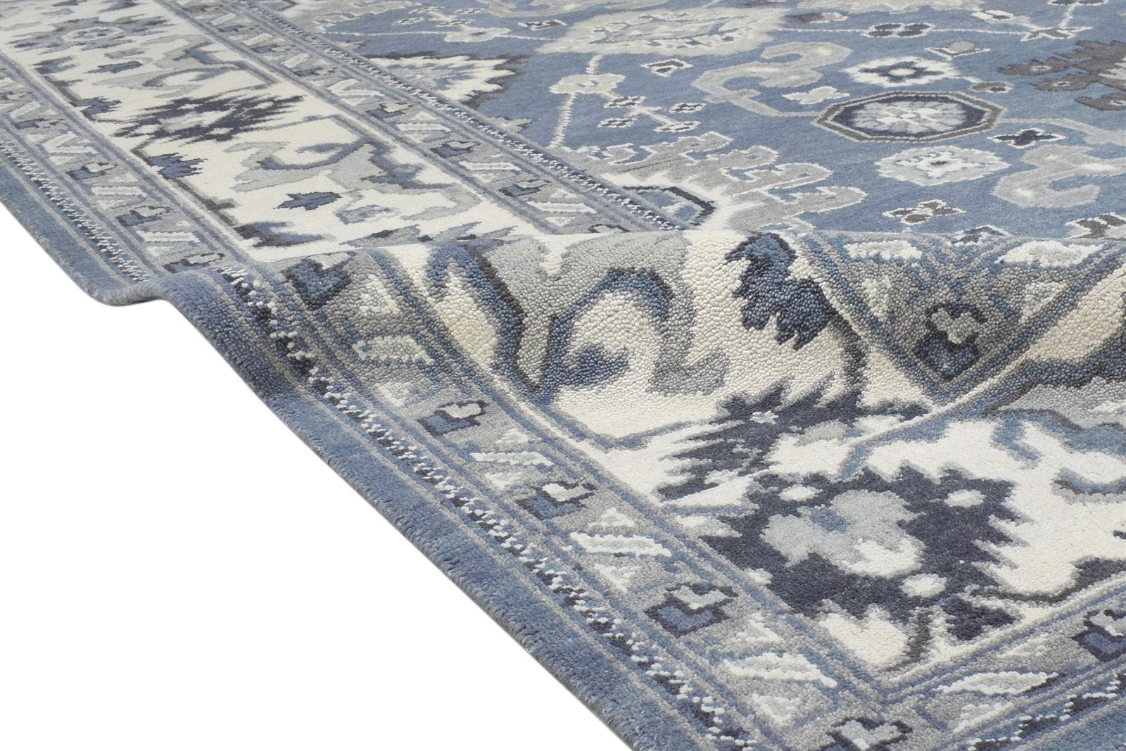 Hand Knotted Dark Grey Wool Rug 8' X 10' Persian Oushak Oriental Large Carpet Area Rug