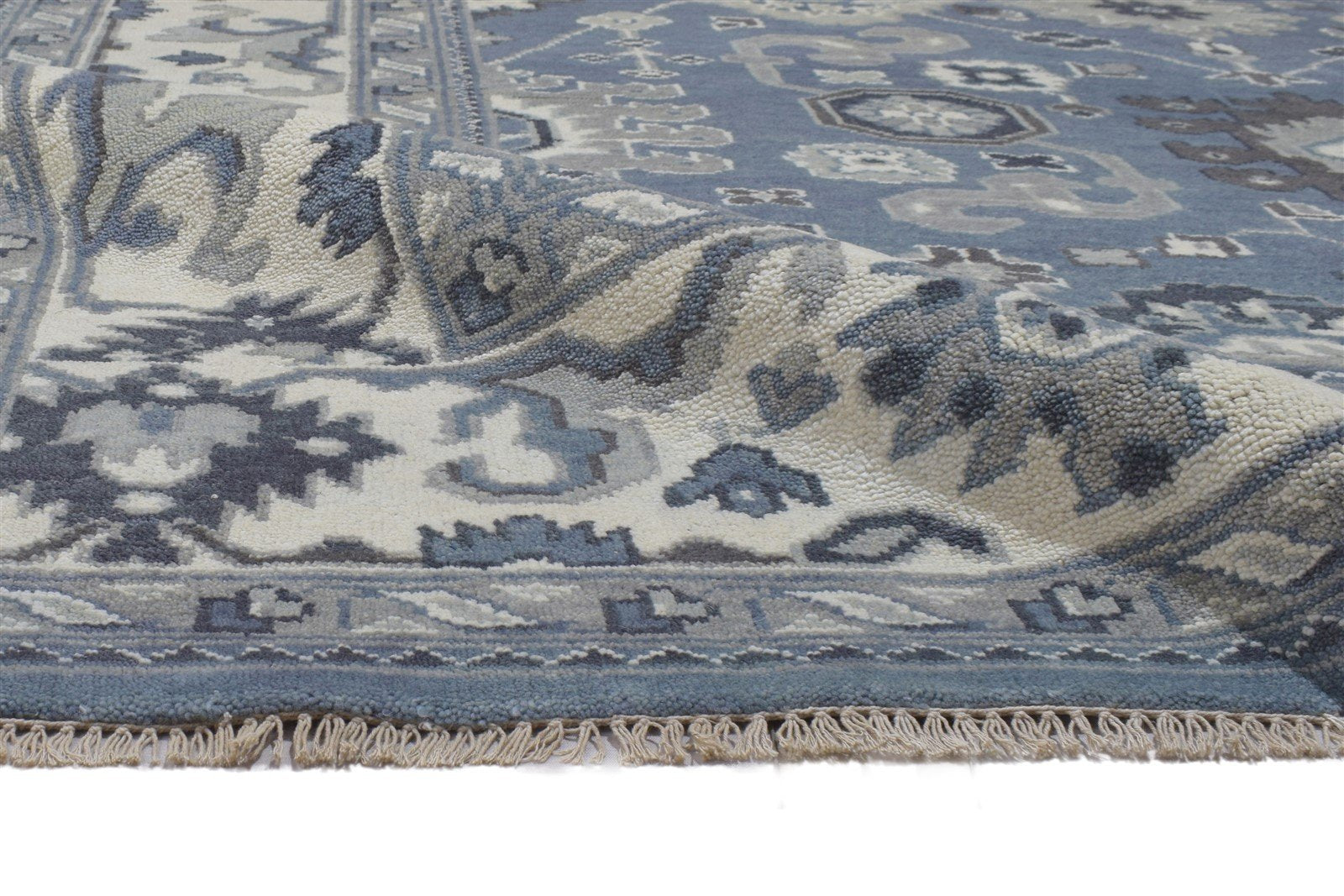 Hand Knotted Dark Grey Wool Rug 8' X 10' Persian Oushak Oriental Large Carpet Area Rug