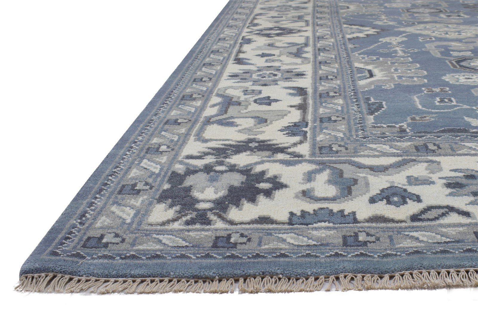 Hand Knotted Dark Grey Wool Rug 8' X 10' Persian Oushak Oriental Large Carpet Area Rug