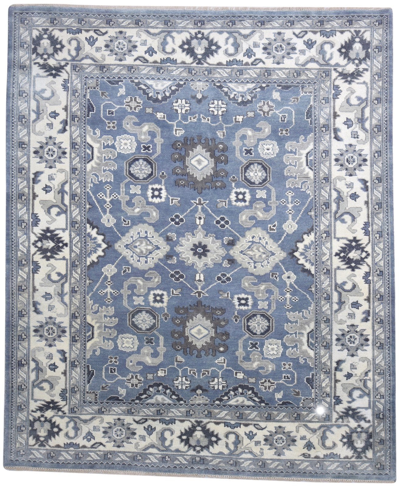 Hand Knotted Dark Grey Wool Rug 8' X 10' Persian Oushak Oriental Large Carpet Area Rug
