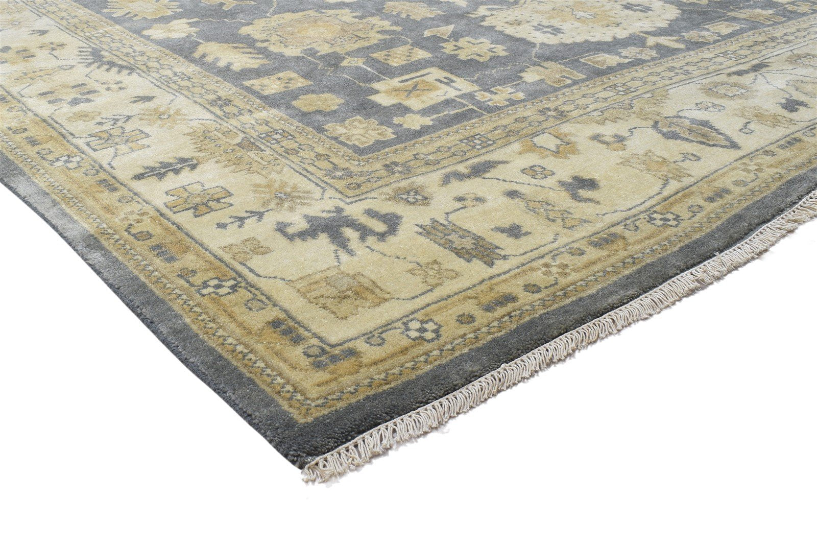 Wool Charcoal Rug 9' X 12' Persian Hand Knotted Oushak Oriental Large Carpet Area Rug