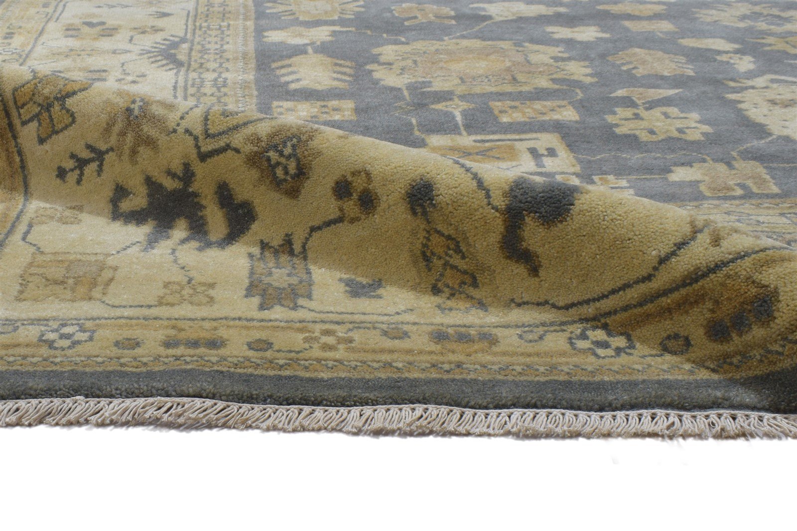Wool Charcoal Rug 9' X 12' Persian Hand Knotted Oushak Oriental Large Carpet Area Rug