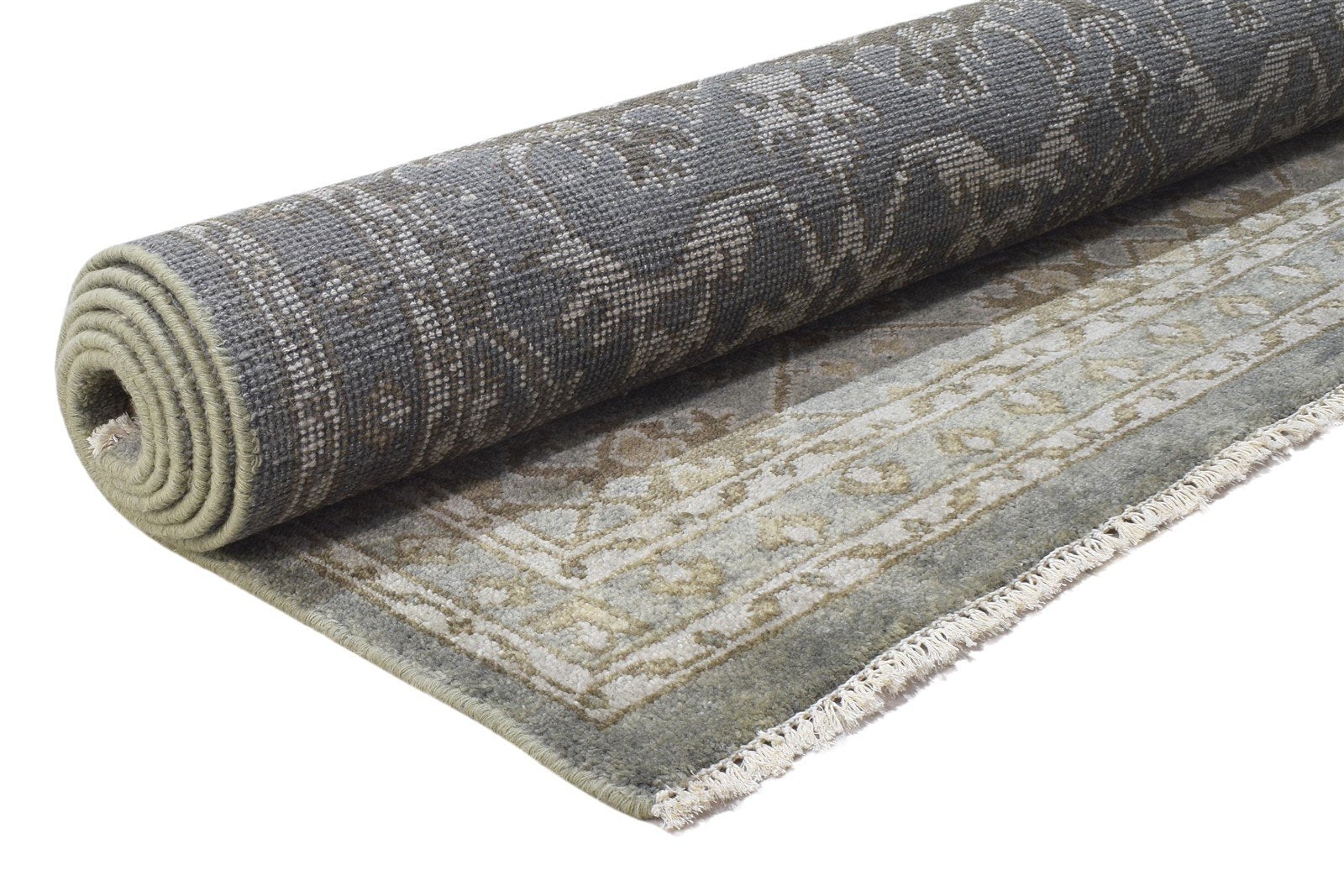 Wool Dark Grey Rug 8' X 10' Persian Hand Knotted Mughal Oriental Large Carpet Area Rug