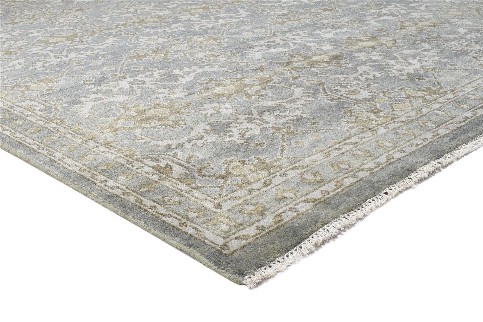Wool Dark Grey Rug 8' X 10' Persian Hand Knotted Mughal Oriental Large Carpet Area Rug