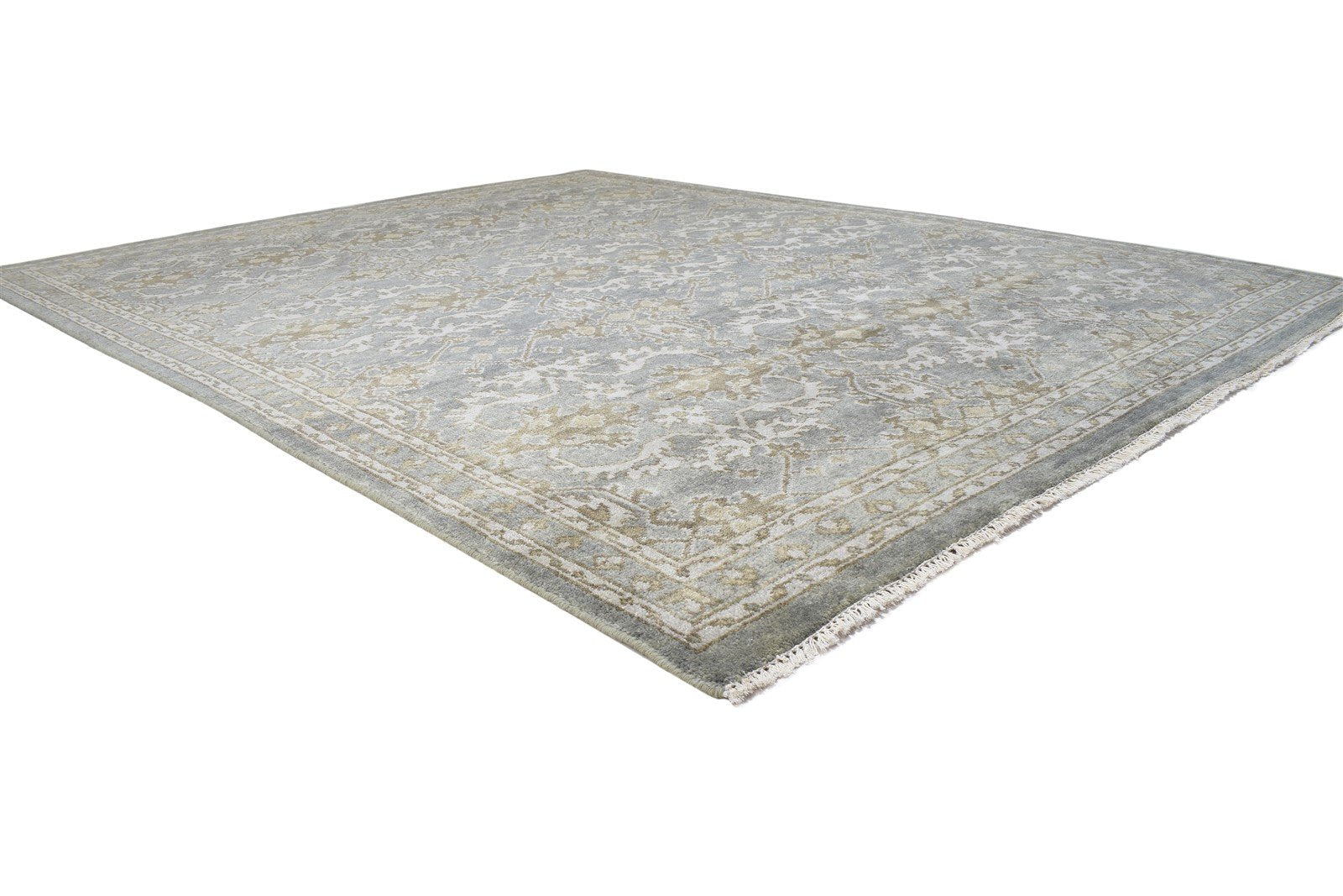 Wool Dark Grey Rug 8' X 10' Persian Hand Knotted Mughal Oriental Large Carpet Area Rug