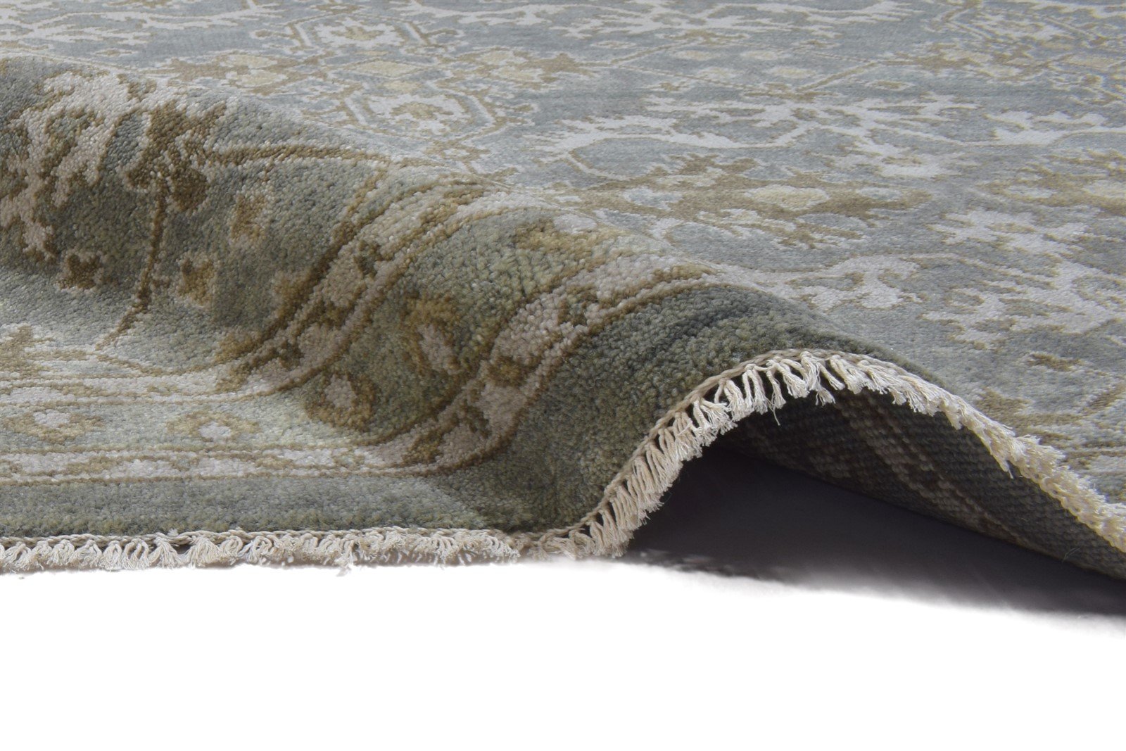 Wool Dark Grey Rug 8' X 10' Persian Hand Knotted Mughal Oriental Large Carpet Area Rug