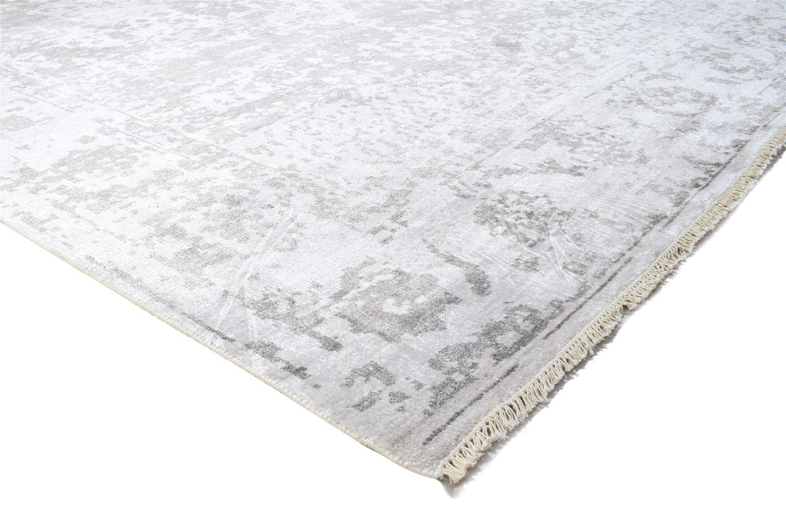 Hand Knotted Grey Silk Rug 8' X 10' Modern Indian Abstract Large Carpet Area Rug