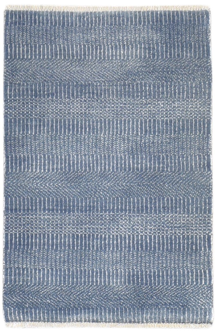 Wool / Silk Dark Grey Rug 2X3 Modern Hand Knotted Grass Trellis Small Rug Area Rug