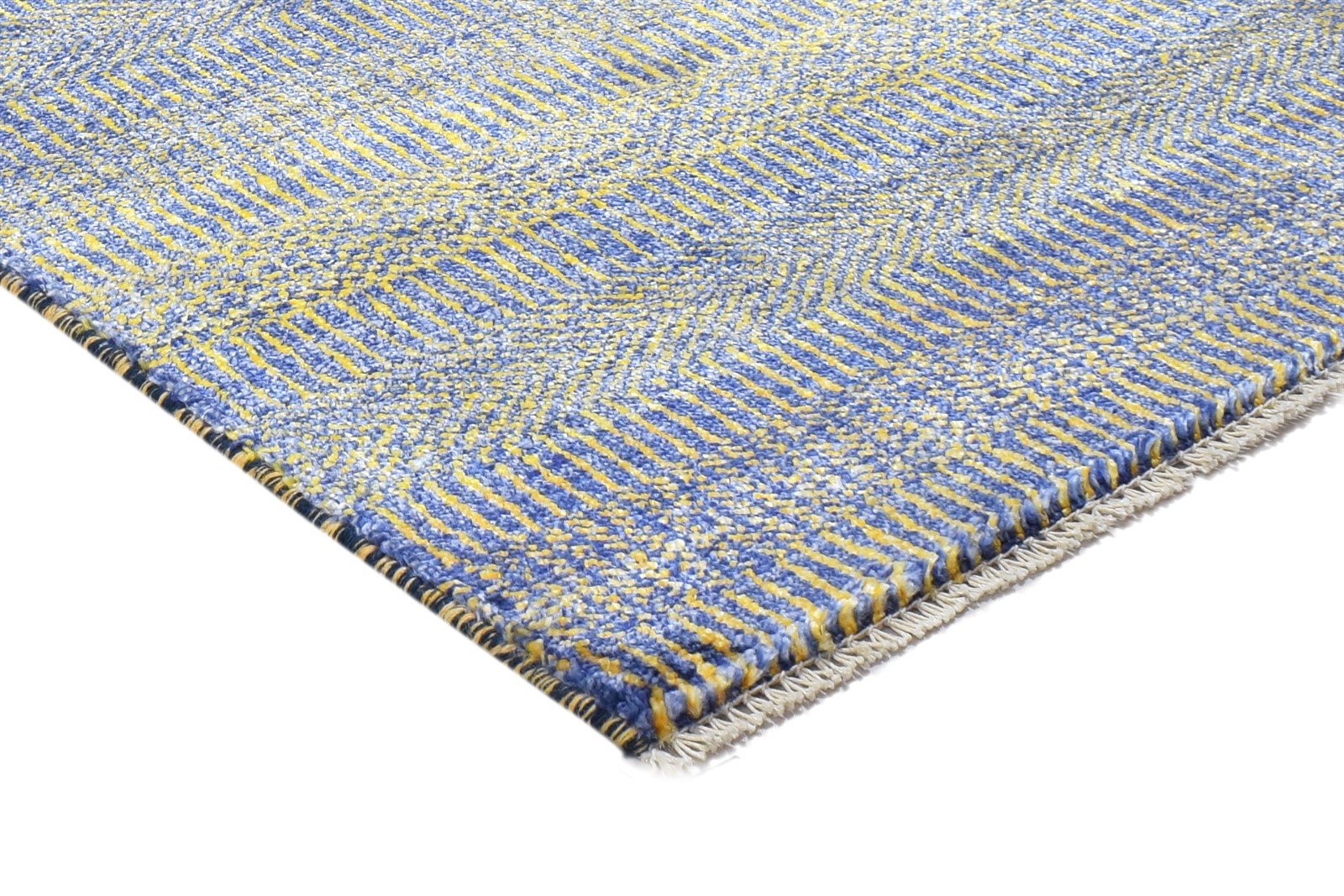 Wool / Silk Charcoal Rug 2X3 Modern Hand Knotted Grass Trellis Small Rug Area Rug