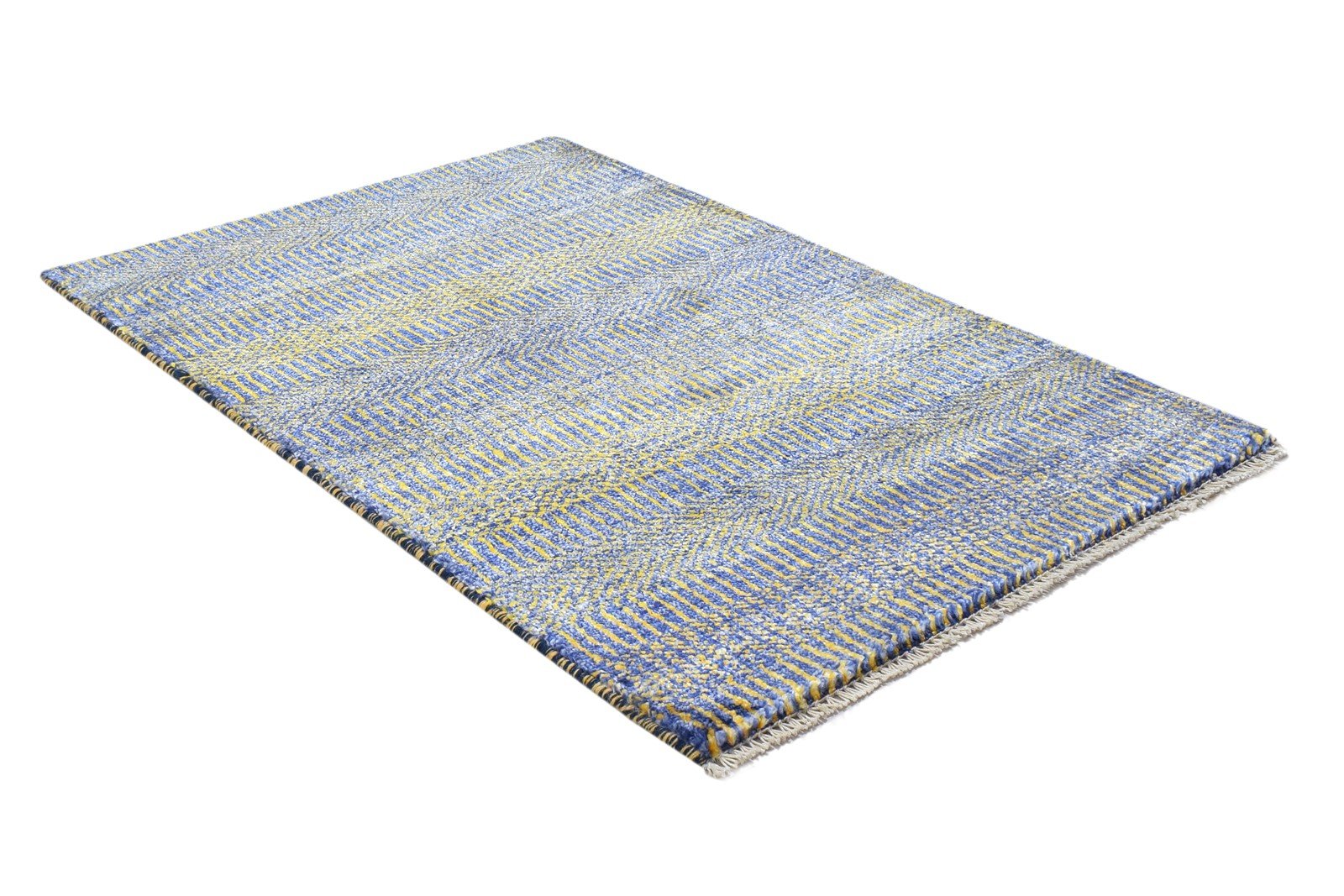 Wool / Silk Charcoal Rug 2X3 Modern Hand Knotted Grass Trellis Small Rug Area Rug