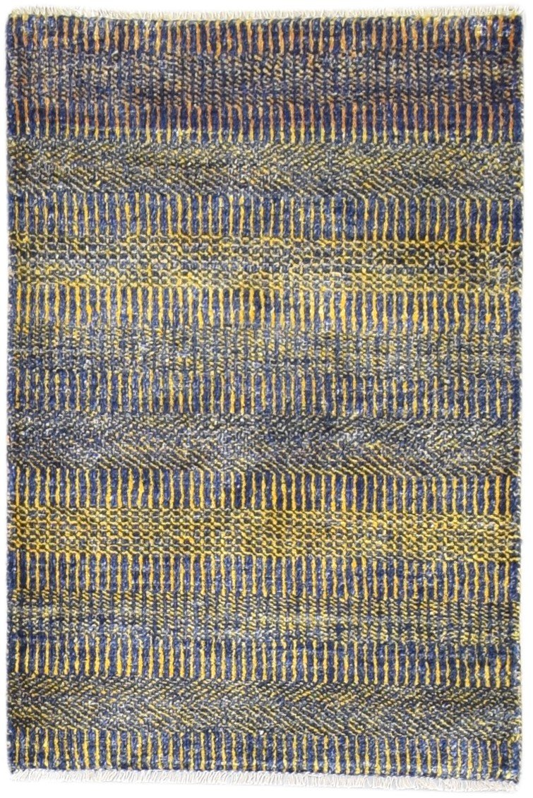 Wool / Silk Charcoal Rug 2X3 Modern Hand Knotted Grass Trellis Small Rug Area Rug