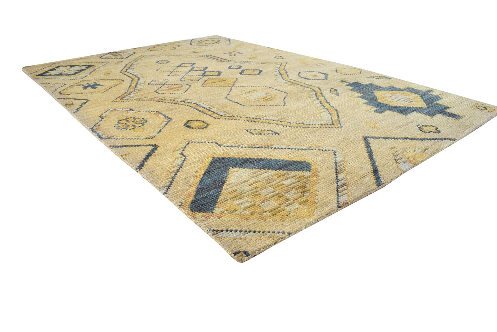 5X8 Rug Wool Beige Persian Hand Knotted Heriz-Indian Oriental Room Size Carpet Area Rug