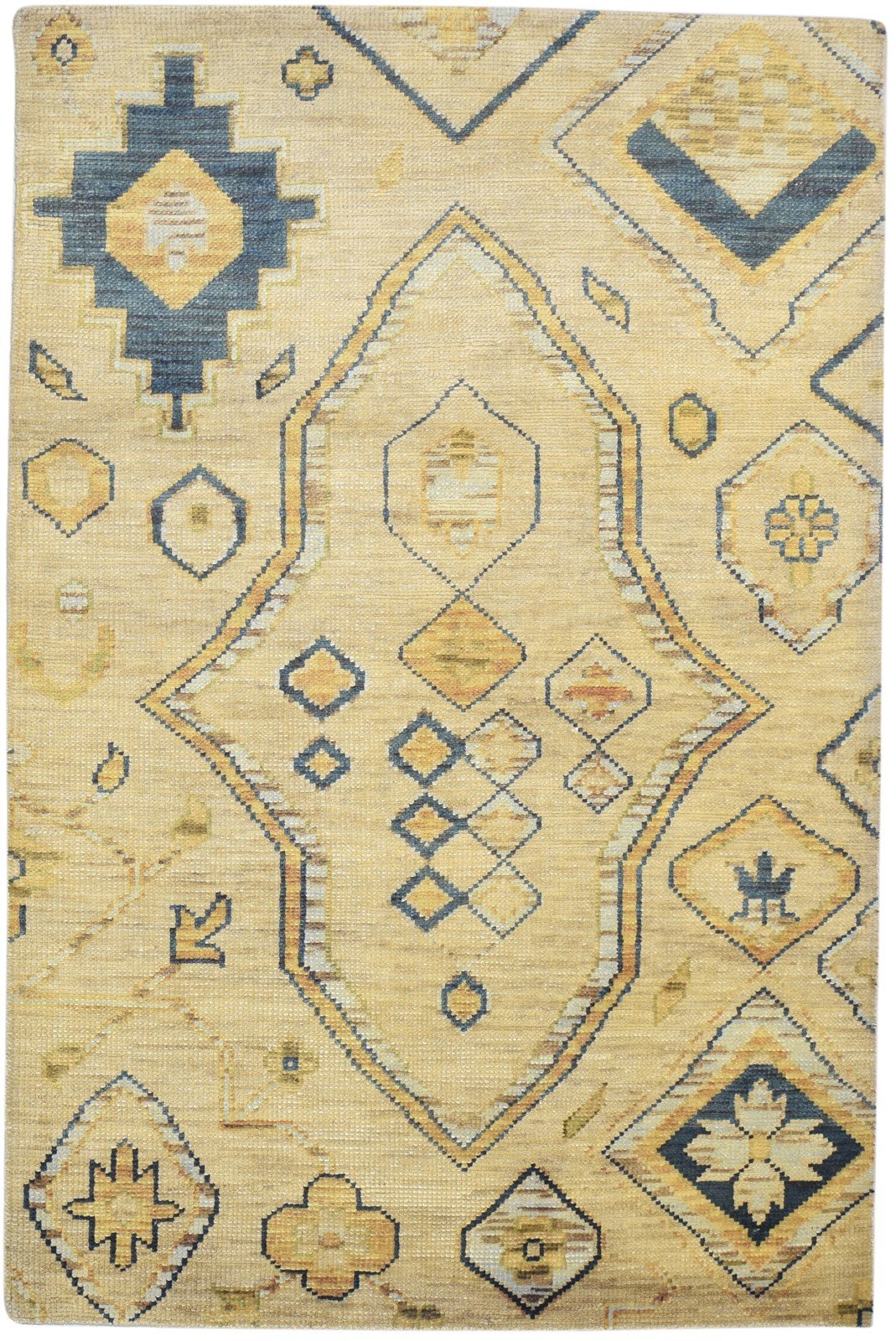 5X8 Rug Wool Beige Persian Hand Knotted Heriz-Indian Oriental Room Size Carpet Area Rug