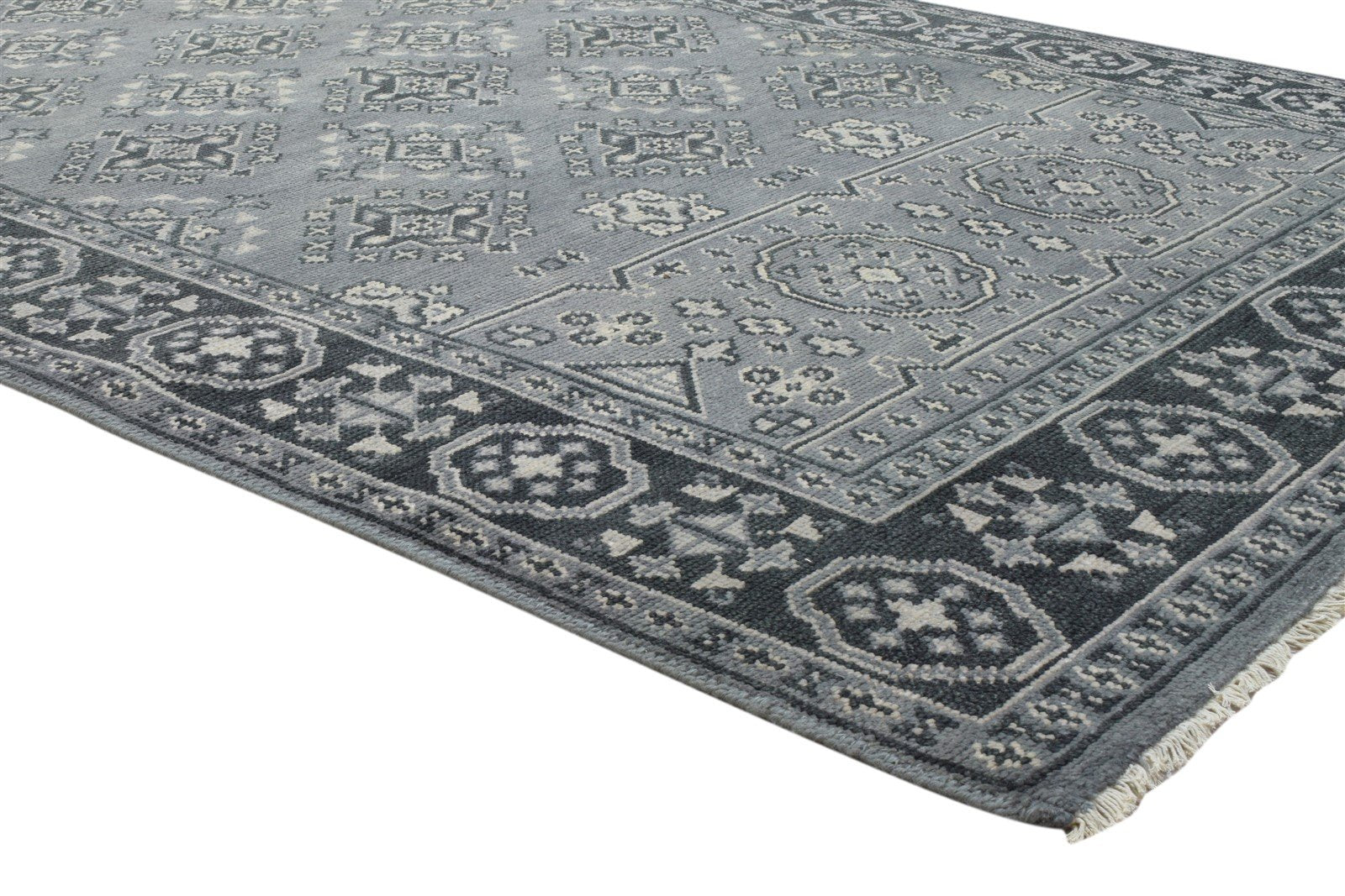 Wool Grey Rug 6' X 9' Persian Hand Knotted Bokhara Oriental Room Size Carpet Area Rug