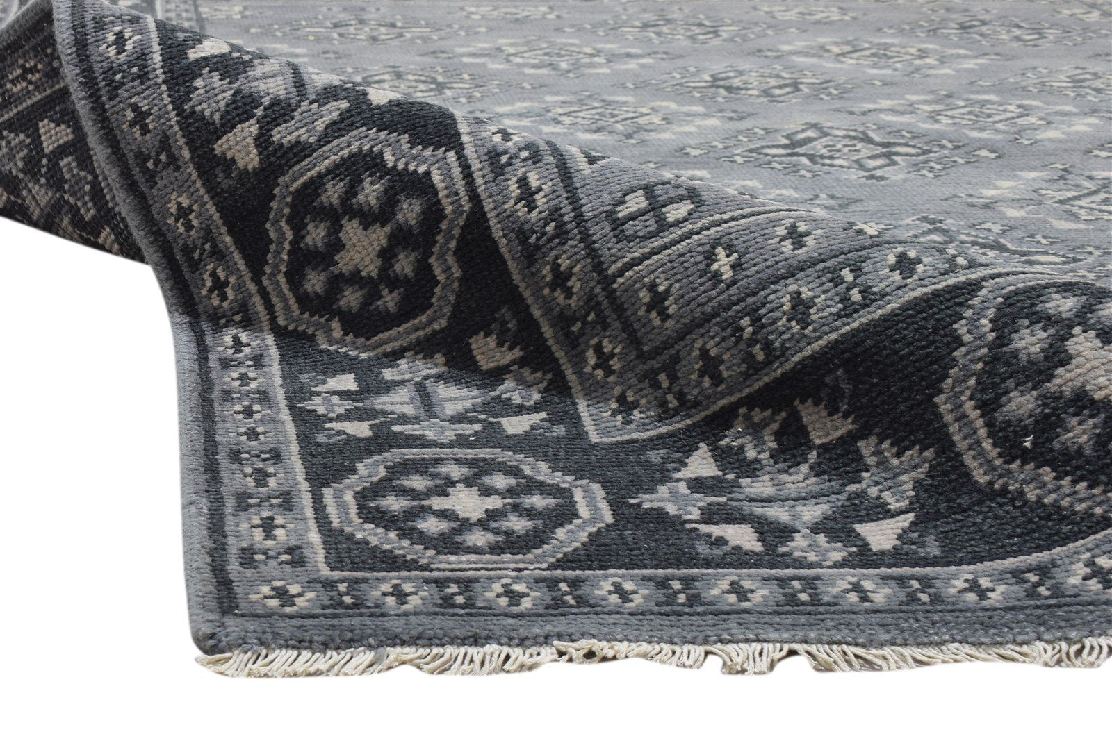 Wool Grey Rug 6' X 9' Persian Hand Knotted Bokhara Oriental Room Size Carpet Area Rug
