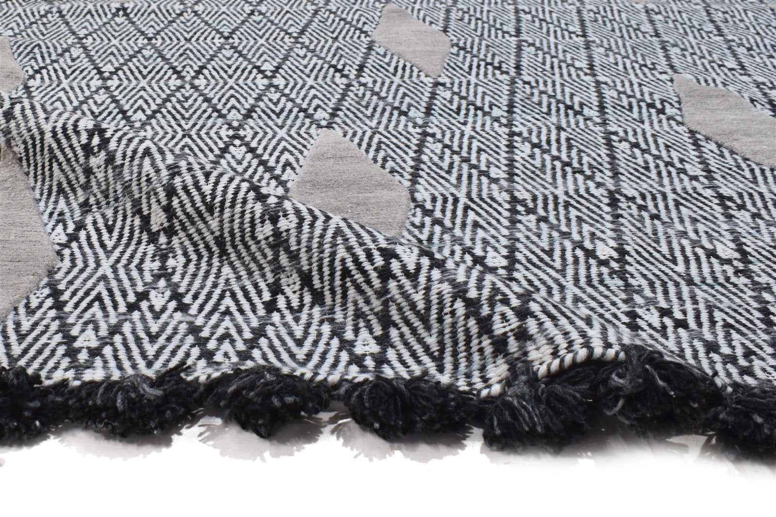 Charcoal Pet Yarn Rug 5X7 Modern Jacquard Loom Moroccan Diamond Room Size Carpet Area Rug