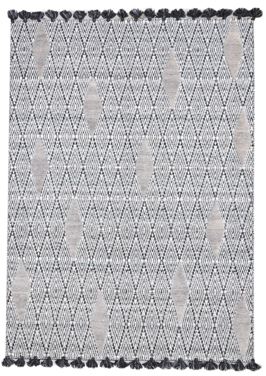 Charcoal Pet Yarn Rug 5X7 Modern Jacquard Loom Moroccan Diamond Room Size Carpet Area Rug