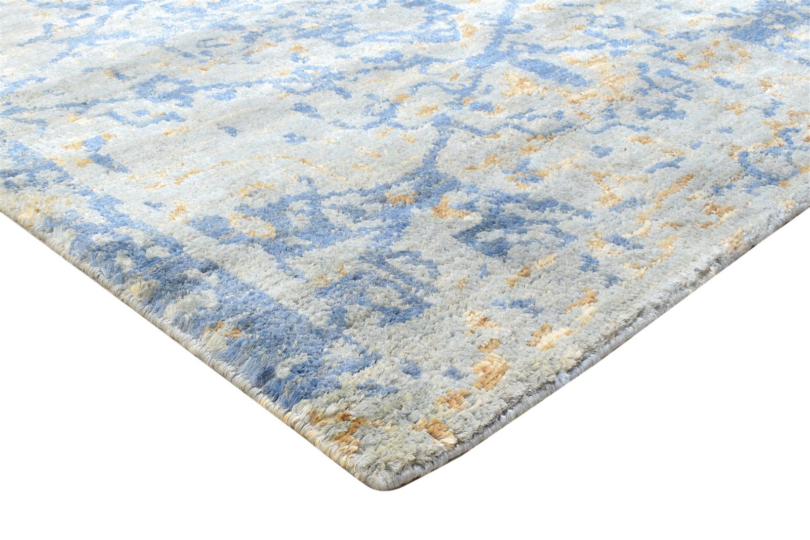 5X8 Rug Jute Blue Persian Hand Knotted Heriz-Indian Abstract Room Size Carpet Area Rug