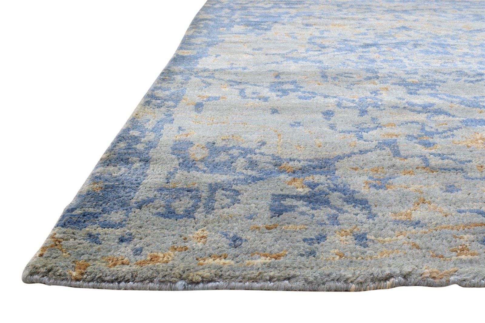 5X8 Rug Jute Blue Persian Hand Knotted Heriz-Indian Abstract Room Size Carpet Area Rug