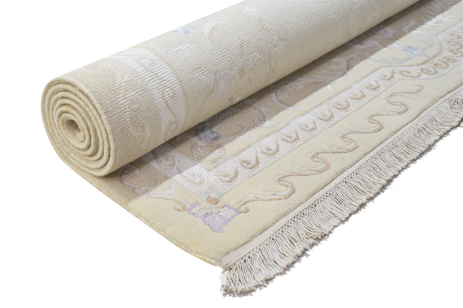 Hand Knotted Sand Wool / Silk Rug 6X8 Persian Oriental Oriental Room Size Area Rug