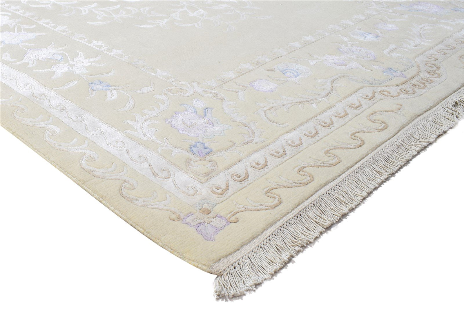 Hand Knotted Sand Wool / Silk Rug 6X8 Persian Oriental Oriental Room Size Area Rug