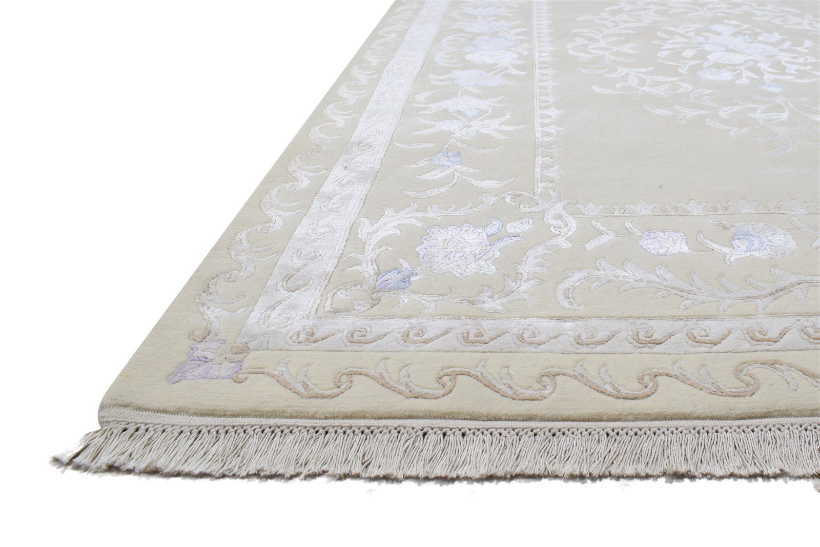 Hand Knotted Sand Wool / Silk Rug 6X8 Persian Oriental Oriental Room Size Area Rug