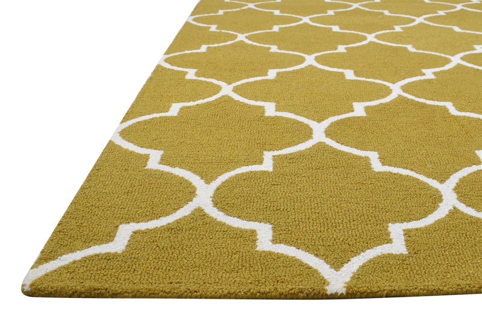 5' X 8' Rug Wool Gold Modern Hand Tufted Scandinavian Trellis Room Size Carpet Area Rug