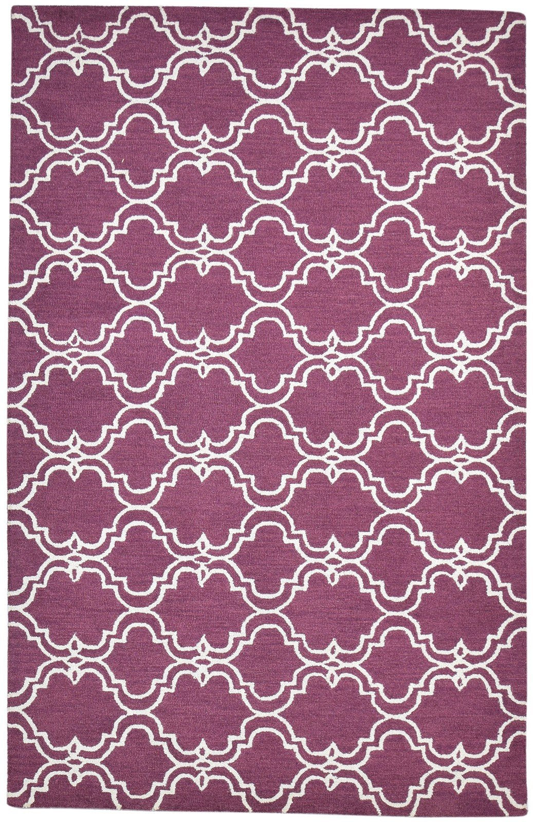 Hand Tufted Purple Wool Rug 5' X 8' Modern Moroccan Trellis Room Size Carpet Area Rug