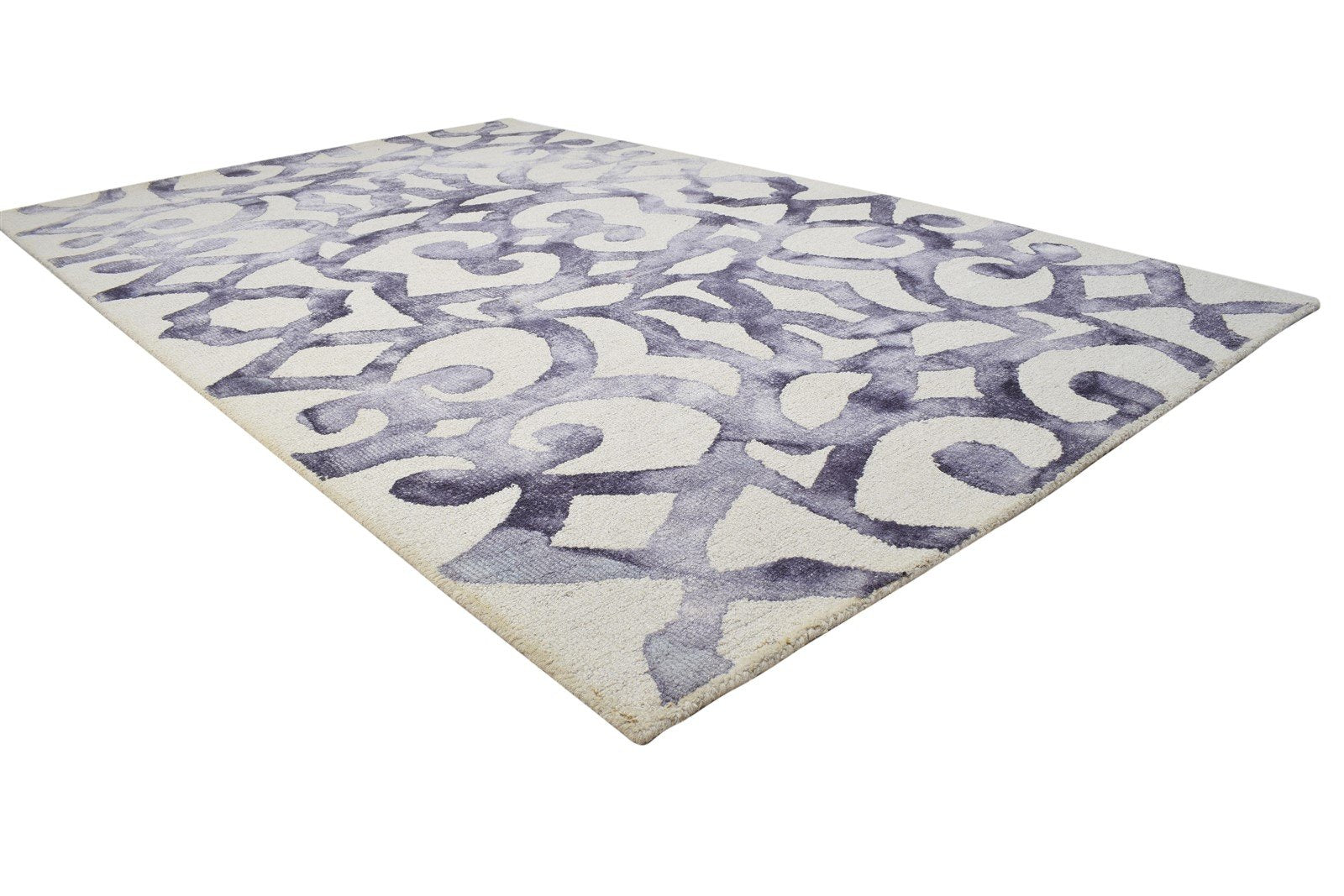 Wool Purple Rug 5' X 8' Modern Hand Tufted Moroccan Abstract Room Size Carpet Area Rug