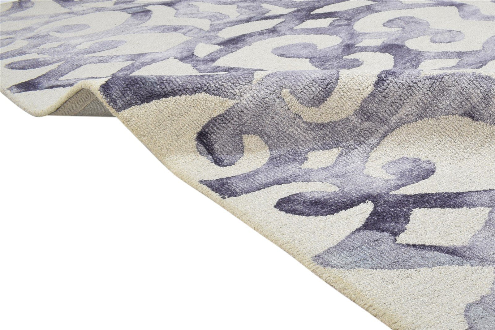 Wool Purple Rug 5' X 8' Modern Hand Tufted Moroccan Abstract Room Size Carpet Area Rug