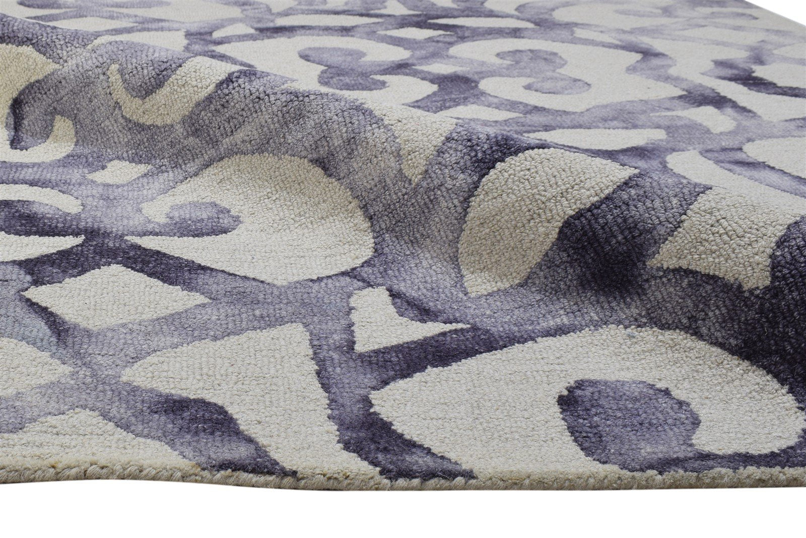 Wool Purple Rug 5' X 8' Modern Hand Tufted Moroccan Abstract Room Size Carpet Area Rug