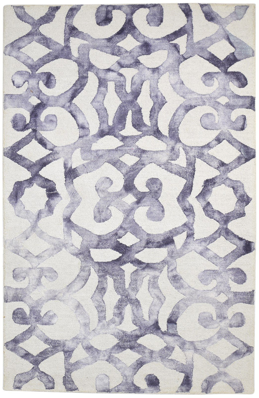 Wool Purple Rug 5' X 8' Modern Hand Tufted Moroccan Abstract Room Size Carpet Area Rug