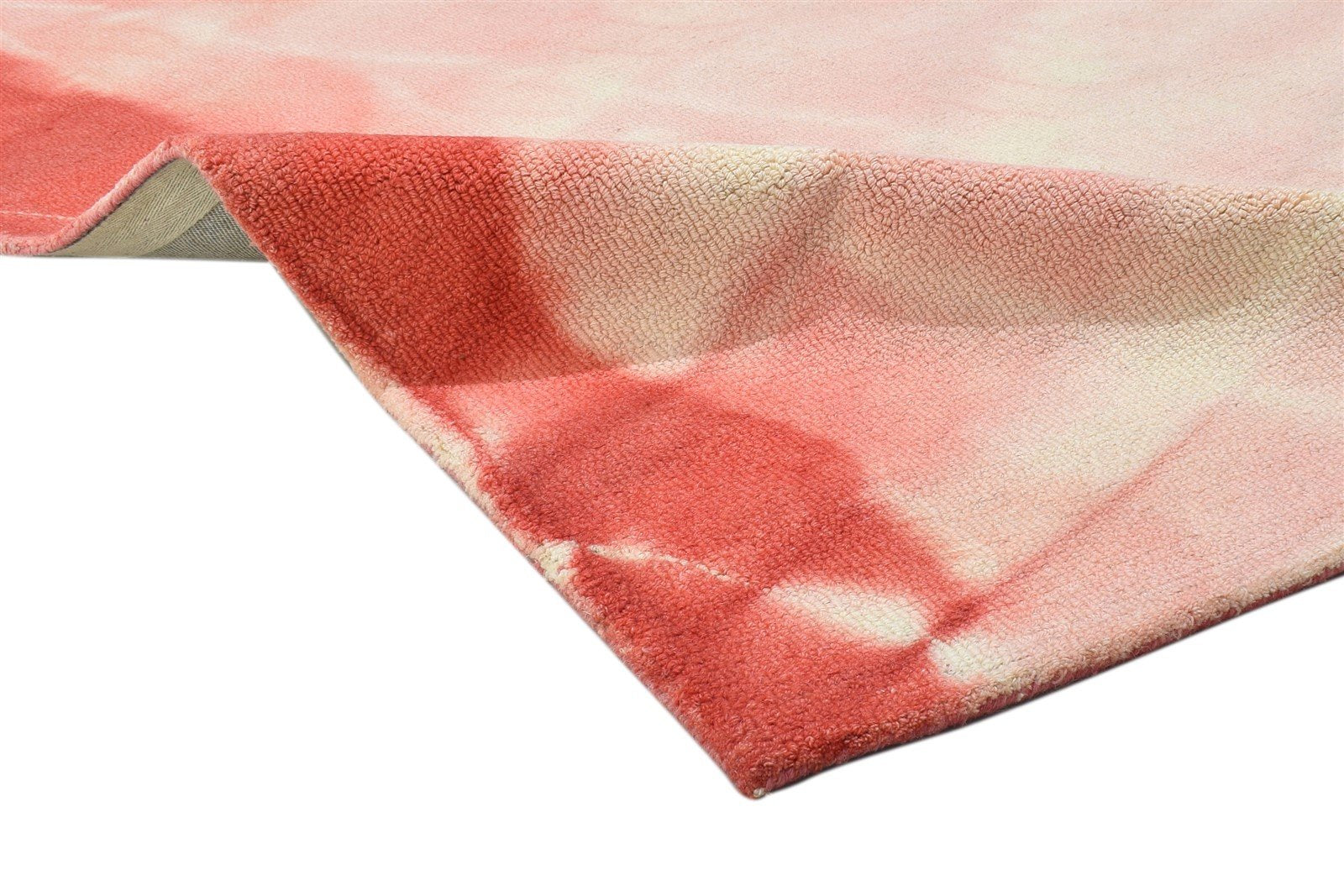 5' X 8' Rug Wool Red Modern Hand Tufted Shibori Tie Dye Room Size Carpet Area Rug